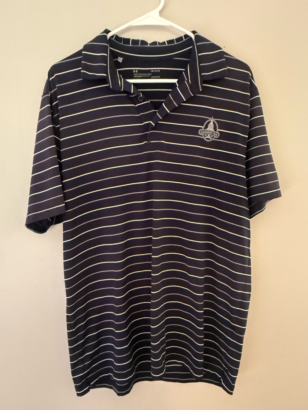 Under Armour Men’s Large Navy Striped Golf Polo
